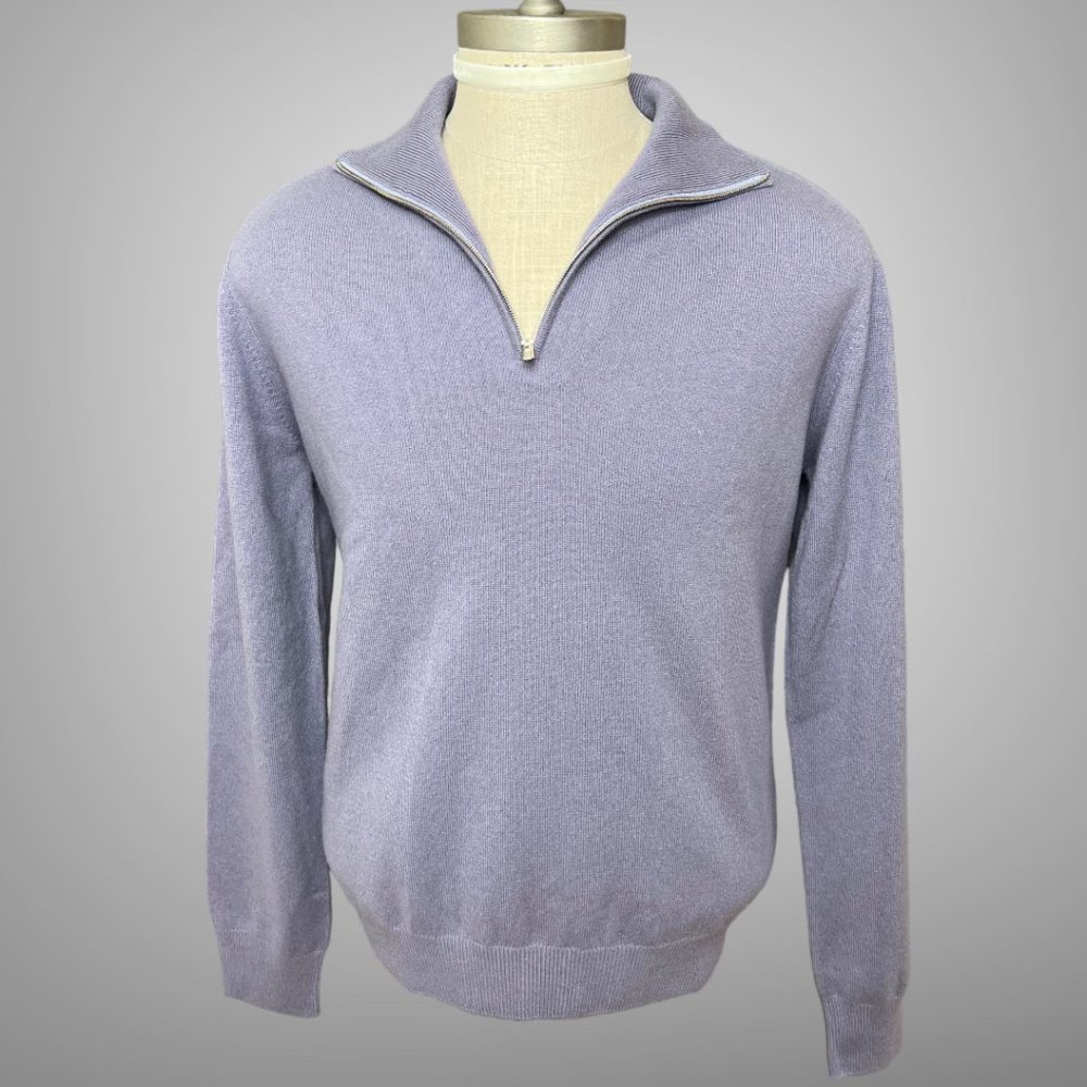 Hermes Long Sleeve 100% Cashmere Mens Quarter Zip Trucker's Sweater EU Size M - Picture 7 of 14